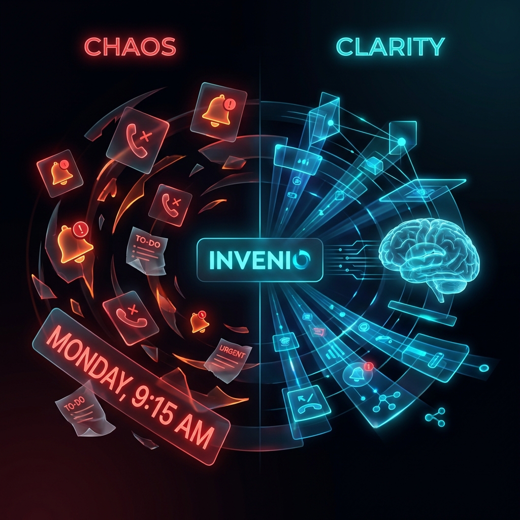 Monday Morning Chaos vs Clarity Graphic